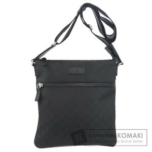 Gucci GG messenger bag leather logo tag shoulder strap Black